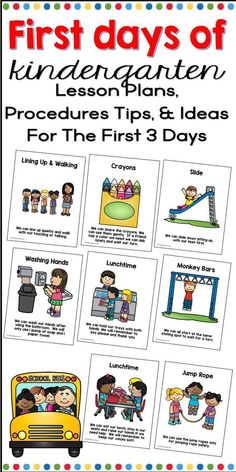 the first days of kindergarten lesson plans with pictures and instructions for students to learn how to use