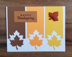 a happy thanksgiving card with fall leaves