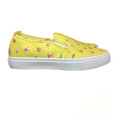 Asos Wide Fit Slip On Ditsy Floral Print Sneakers Size 7 Yellow With Red And Pink Flowers Slip On Style Elastic Sides Chunky Flat Sole 100% Textile Tags: Everyday Wear, Comfortable, Dates, Preppy, Casual, Style, Floral, Colorful, Chic, Printed, Footwear, Essential, Trendy, Blossom, Sunshine, Effortless Charm, Ditsy Delight, Valentines, Spring Yellow Slip-on Canvas Shoes For Spring, Casual Yellow Canvas Shoes For Spring, Floral Print Canvas Shoes For Summer, Spring Yellow Flat Heel Sneakers, Casual Floral Print Slip-on Sneakers, Casual Floral Print Canvas Shoes For Spring, Casual Summer Floral Print Canvas Shoes, Casual Yellow Canvas Shoes, Casual Spring Floral Print Canvas Shoes