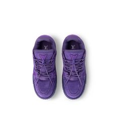 LOUIS VUITTON® - Lv Trainer Maxi Sneaker - Violet Luxury Purple Low-top Sneakers, Luxury Platform Sneakers For Streetwear, Modern Purple Leather Sneakers, Designer Purple Low-top Sneakers, Louis Vuitton Official Website, Alligator Print, Bold Color Palette, Buckle Shoes, Silver Jewelry Fashion