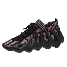 Women Breathable Sneakers Trendy Black Breathable Sneakers, Black Running Sneakers For Summer, Black Sneakers With Laces For Summer, Summer Black Sneakers With Laces, Black Summer Sneakers With Laces, Trendy Multicolor Outdoor Sneakers, Black Running Sneakers For Spring, Black Summer Sneakers, Black Sneakers For Spring Streetwear