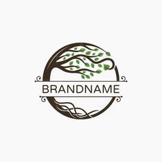 the logo for brand name is an image of a tree with green leaves and branches