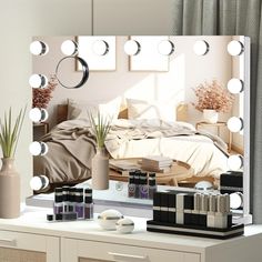 PRICES MAY VARY. Upgraded Adjustable Brightness and 3 Color Lighting Modes: There are 15 LED bulbs around the hollywood vanity mirror with lights, and the 3 adjustable ranges are from cool white to warm yellow (3500-7000K). protecting your eyes.The brightness can be adjusted to meet your personal makeup needs. High lumen and life of more than 50,000 hours. Note: The vanity mirror's LED bulb is embedded and cannot be adjusted or replaced Smart Touch Control and Memory Function: The buttons on the Bulb Mirror, Mirror For Bedroom, Hollywood Vanity Mirror, Hollywood Vanity, Vanity Mirror With Lights, Color Lighting, Makeup Desk, Warm Yellow, Bedroom Mirror