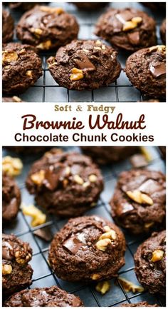 soft and fudgey brownie walnut chocolate chunk cookies