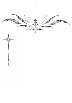 a black and white drawing of a bird on a branch with a cross in the background