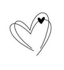 two hearts drawn in black and white on a white background