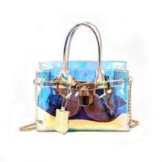 Free U.S. shipping. Style:  , color:Multicolor, suite for season：Spring, Summer, Autumn, Winter ，Anniversary, Date, Going out, Hanging out, Material PVC, Large Hot Pink Lock Holographic PVC Satchel Handbags Clear Bags Multicolor Rectangular Satchel With Dust Bag, Trendy Iridescent Bags, Trendy Iridescent Party Bag, Iridescent Rectangular Bag For Gift, Trendy Iridescent Bag For Everyday Use, Iridescent Trendy Bag For Everyday Use, Blue Rectangular Satchel For Party, Trendy Iridescent Bags For Everyday Use, Iridescent Rectangular Shoulder Bag For Party