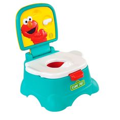 the sesame street potty seat has an elmo on it