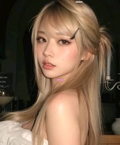 Women My Type, Ugly Haircut Women, Hair Color That Matches Skin Tone, Asian Bangs Hairstyles, Side Bangs With Short Hair, Honey Blonde Hair Asian, Half Up Half Down Hair Bangs, Douyin Short Hair, Hair Matching Skin Tone