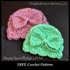 Baby Hats Crochet, Crochet Baby Girl Hat, Girls Hat Pattern, Lidia Crochet Tricot, Baby Hat Free Pattern, Crochet Newborn Hat, Girls Crochet Hats, Preemie Hats