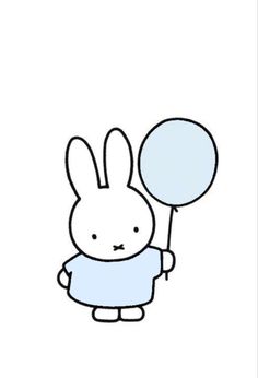 a rabbit holding a green balloon in its hand