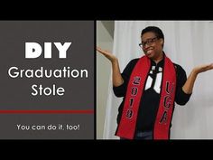 a man wearing a graduation stole with his hands out in front of him and the text diy graduation stole you can do it too