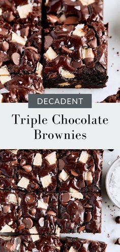 decadent triple chocolate brownies with white chocolate chips