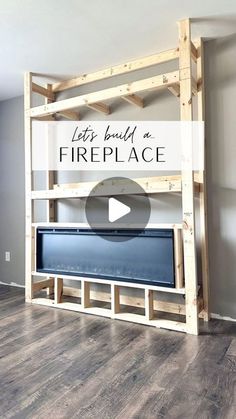 a fire place made out of wooden pallets with the words let's build a fireplace