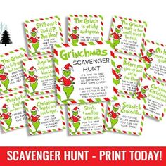 the grinchmas scavenger hunt printables are on sale for $ 3 99