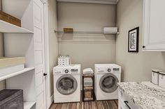 a washer and dryer in a small room