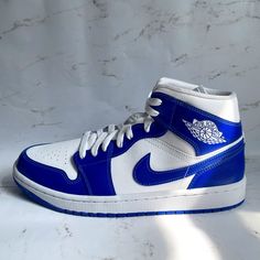 Size: 10.5 Colorway: White/Hyper Royal Blue Style: Bq6472 Brand New- Never Worn Blue Custom Lace-up Sneakers With Abzorb Midsole, Blue High-top Jordan Shoes With Abzorb Midsole, Custom Blue High-top Sneakers With Boost Midsole, Blue High-top Custom Sneakers With Boost Midsole, Custom Blue Leather Mid-top Sneakers, Blue Leather Mid-top Custom Sneakers, Blue High-top Leather Jordan Shoes, Blue Low-top Leather Jordan Shoes, Blue High-top Leather Basketball Shoes