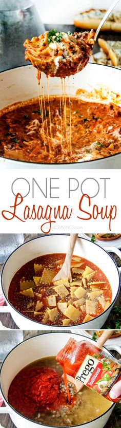 one pot lasagna soup is an easy and delicious dinner