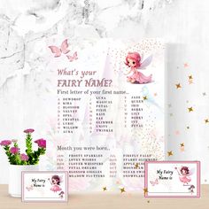 a pink fairy themed baby shower game