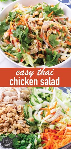 chicken salad with lettuce, carrots and peanuts