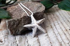 Silver Starfish Pendant, Sterling silver sea star pendant, Nautical design necklace, Organic Necklace Handmade, Pendant #119.A - Materials: sterling silver - Dimensions:  20x20 mm PROCESS TIME If I have your item in stock, I'll ship it within 2 business days.  If I have to make it from scratch, it can take up to 4-6 weeks.  Feel free to contact me at anytime to get an estimated time of arrival. STANDARD SHIPPING CANADA - 2 to 10 business days USA - 4 to 12 business days EUROPE - 10 to 20 busines Silver Starfish Necklace For Gift, Sterling Silver Starfish Charm Pendant Necklace, Sterling Silver Pendant Necklace With Starfish Charm, Ocean-inspired Silver Necklace With Star Charm, Ocean-inspired Silver Star Jewelry, Ocean-inspired Star Shaped Silver Jewelry, Sterling Silver Starfish Necklace As Gift, Organic Necklace, Silver Sea