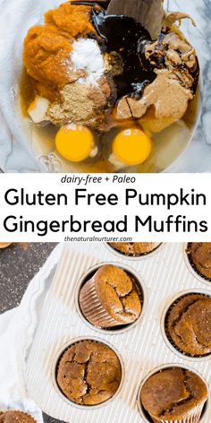 gluten free pumpkin gingerbread muffins in a muffin tin