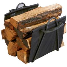 Features . Black Fireplace Log Tote With Steel Stand. Make Just 1 Trip To The Wood Pile Have A Convenient Place To Set The Logs Right By Your Fireplace. Tear Resistant Material Is Strong Enough To Carry Any Log That Will Fit In It.. Dimension - 17 x 1.6 x 13 in.. Item weight - 6 lbs. Firewood Racks, Log Carrier, Log Home Interiors, Log Home Plans, Firewood Logs, Black Fireplace, Wood Pile, Fireplace Logs, Firewood Rack