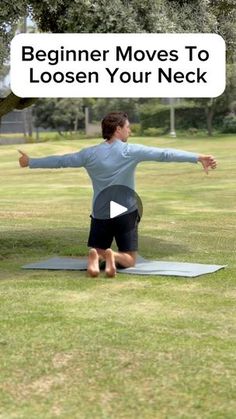 a man is doing yoga in the park