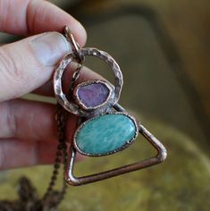 aquamarine necklace, Ruby Necklace, Electroformed Jewelry, crystal necklace, Power necklace, celestial jewelry, ruby stone necklace Boho Gemstone Jewelry. 100 % copper. Electroformed. I'm very thankful to Etsy for featuring my shop. It means a lot to me! https://www.etsy.com/seller-handbook/article/quit-your-day-job-mariaela/45003444091 The pendant is made through a process called electroforming which grows a coating of purecopper particles on the desired surface. The result is spectacular as th Handmade Aquamarine Pendant Jewelry, Handmade Spiritual Aquamarine Necklace, Handmade Aquamarine Pendant Necklace, Ruby Stone Necklace, Power Necklace, Jewelry Ruby, Necklace Ruby, Boho Chic Bracelets, Terrarium Jewelry