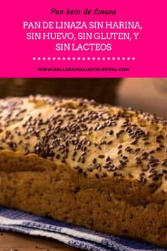 a loaf of bread with chocolate sprinkles on it and the words pan de lunaza sin harrina sin huevo, sin gluten y sin lacticos