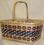 a woven basket sitting on top of a white table