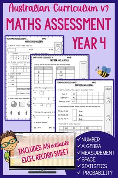 the australian curriculum v maths assignment year 4 includes an interactive excell record sheet