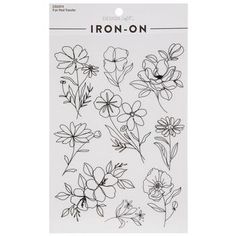 the iron on flower stickers are black and white