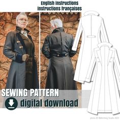 PDF pattern: GUNSLINGER COAT. Inspired by Percy de Rolo, The Legends of Vox Machina. *Also available on my store: the bundle of all the patterns for the complete Percy de Rolo costume + the 3D files to create the Pepperbox Thanks to this pattern, you will be able to complete your cosplay of the gunslinger from the Vox Machina adventure group (created by Critcal Role) or even make a gentleman or even pirate character. The coat model is fully lined, with tailor sleeves and shoulder pads, and inclu Sewing Pattern, Gentleman, Sewing, Pattern