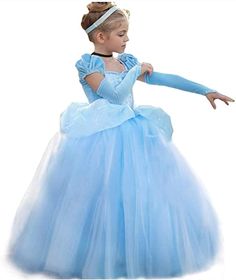 PRICES MAY VARY. PACKAGE INCLUDE: One Cinderella dress, One pair of sleevelet. High quality dress up clothes for little girls. DRESS DETAILS: Made of Flannel,wedding tulle and 100% polyester lining, won't make your girl's skin itchy or uncomfortable. Six overlapping gauze dress with cute bubble sleeves and floral designs for fluffy appearance, no need of petticoat. Fancy Cinderella costume for toddler girls. SIZE CHART: Our size chart is on the left, please refer to our size chart, and height is Belle Dress Up, Cinderella Dress Up, Princess Dress Costume, Princess Costumes For Girls, Princess Belle Dress, Toddler Costumes Girl, Party Dresses With Sleeves, Toddler Girl Halloween, Costume Toddler