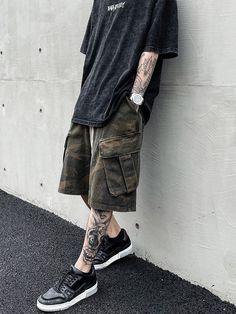 Wiaofellas - Summer Men's Cargo Shorts Party Streetwear Casual Multi-pocket Breeches Homme Loose Boardshorts Male Handsome Punk Short Pants Product Information ★M length 52cm waist 68cm hip 109cm ★L length 53cm waist 72cm hip 113cm ★XL length 54cm waist 76cm hip 117cm ★XXL length 55cm waist 80cm hip 121cm ◆Size Issue: All measurement in cm and please note 1cm=0.39inch,1 inch=2.54cm, due to the manual measurement, please allow 1-3cm difference. ◆The Size is ASIAN Size. It is 1～2 sizes smaller tha Baggy Streetwear Shorts With Multiple Pockets, Hip Hop Streetwear Shorts With Pockets, Urban Baggy Shorts With Pockets, Casual Streetwear Shorts With Pockets, Baggy Streetwear Shorts With Side Pockets, Summer Streetwear Cargo Shorts With Pockets, Baggy Cargo Shorts With Pockets For Summer, Summer Cargo Shorts With Pockets For Streetwear, Khaki Shorts With Side Pockets For Streetwear