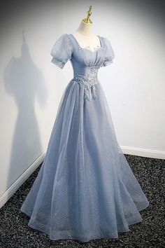 Tulle Long Prom Dress, Wedding Evening Gown, Glitter Ball, Tulle Evening Dress, Blue Party Dress, Blue Evening Dresses, Blue Tulle, A Line Prom Dresses, فستان سهرة