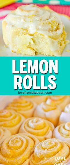 lemon rolls on a plate with the title above it