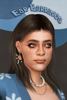 an animated image of a woman with teary eyes and piercings on her nose