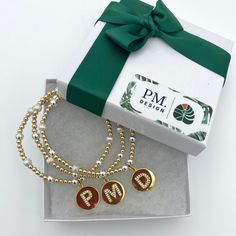 This is a Gold Initial Bracelet Set .Give a personalized charm Jewelry as a perfect Gift .Surprise your friend with her initial letter . she deserve this meaning gift . KEY FEATURES : * Initial Charm ( Gold Filled 15mmm)  * Highest-quality Sterling Silver (4mm) * Highest-quality Gold Filled (3mm) * 3mm and  4mm Beads( round beads ) * Durable 1mm stretchy cord * All items feature a gift box and cleaning cloth PROCESSING TIME : * All our pieces are handmade ,we need one day for production if we do Letter Friend, Gift Letter, Initial Bracelet Gold, Jewelry Name, Personalised Gifts For Friends, Valentine Gifts For Girlfriend, Letter Gifts, Initial Bracelet, Gold Initial