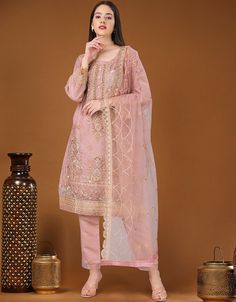 Blossom in style with the Pink Rose Heavy Organza Pant Straight. Embrace the delicate charm of organza and exude elegance effortlessly. 🌹 #ArabicAttireElegance #PinkRoseBeauty #OrganzaGrace ✨ Straight Salwar, Kids Kaftan, Casual Abaya, Pink Dupatta, Modest Evening Dress, Kameez Designs, Pink Bottom, Women's Robe, Salwar Kameez Designs