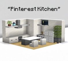 the interior of a kitchen is depicted in this minecraft video game image with text that reads,'pinterest kitchen '