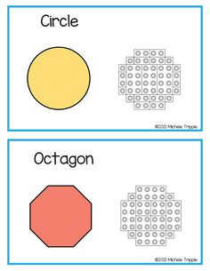 two worksheets with different shapes and numbers