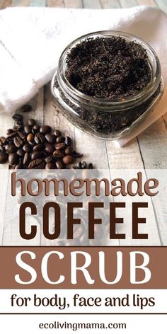 Easy Diy Body Scrub, Coffee Scrub Recipe, Joululahjat Diy, Homemade Coffee Scrub, Used Coffee Grounds, Scrub Homemade, Homemade Gift Idea, Diy Body Scrub Recipes, Coffee Scrub Diy