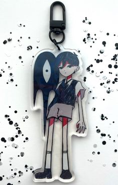 OMORI Inspired Keycharm - SUNNY and SOMETHING - Comes with black clip - Double sided holographic - Clear acrylic - 4'' height - Comes with protective film on both sides that can be peeled off (see video) Doors Seek X Player, Robot Dance, Cosplay Characters, I Cool, Club Outfits, Cute Selfie Ideas, Double Sided, Plush Dolls, Friends In Love