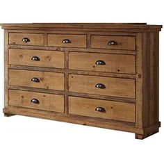 a large wooden dresser with many drawers