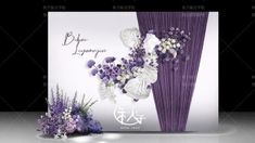 an advertisement with flowers on the front and side of it, in chinese writing that reads dyge lynnaspine