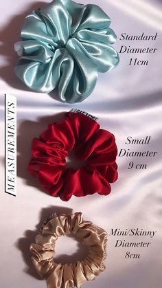 Measurements For Scrunchies, Scrunchies Diy Measurements, Hair Bows Diy Ribbon, Embroidered Hair Bows, Diy Hair Scrunchies, Diy Hair Accessories Ribbon, Hair Tie Accessories, Scrunchies Diy, Sewing Easy Diy