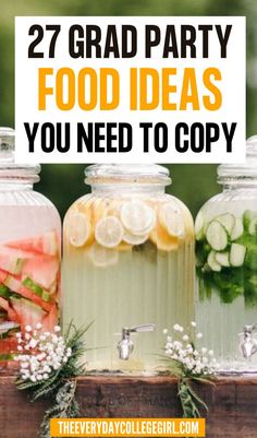 mason jars filled with lemons, cucumbers and other vegetables on top of a wooden