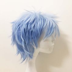 High-temperature fiber, blue white ombre short layer hair cosplay and party wigs with the adjustable cap inside. Stylish, very high quality look so natural and comfortable. You can cut your own bangs style. -Material: 100% High temperature fiber -The Size of wig Cap is Adjustable -Each Package includes 1 wig & 1 hair cap (gift) -Look & feel like real silky hair SHIPPING -it takes about 7-14 Daysto US ,10-15 days to all over the world. -handling time: 1-5 working days -large quantities ta White Hair With Blue Tips, Light Blue Short Hair, Short Light Blue Hair, Short Hair Side Part, Cut Your Own Bangs, Blue Tips Hair, Icy Blue Hair, Bangs Style, Short Blue Hair